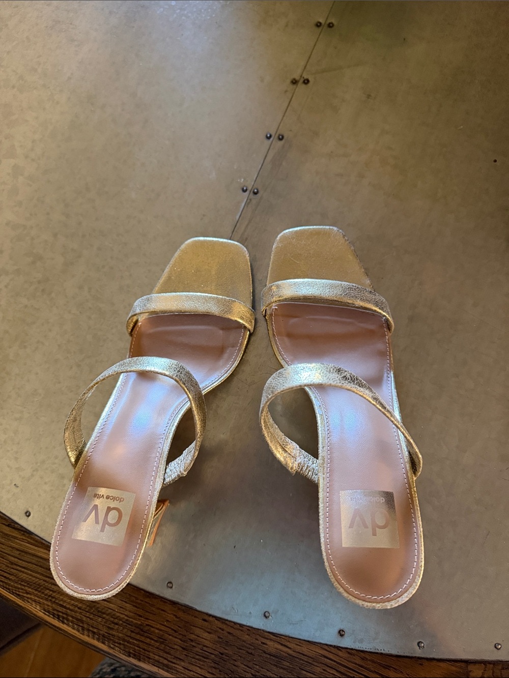 DV by Dolce Vita Gold Yorke Block Heel Sandal, 8.5